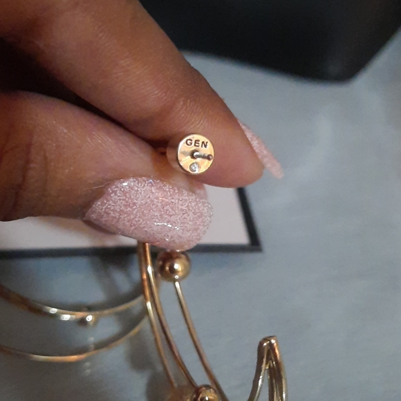BCBG Gold Hoop Stud Earrings - Picture 6 of 8